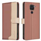 For Xiaomi Redmi 10X 4G / Note 9 Color Matching RFID Anti-theft Leather Phone Case(Brown) - 1