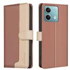 For Xiaomi Redmi Note 13 4G Global Color Matching RFID Anti-theft Leather Phone Case(Brown) - 1