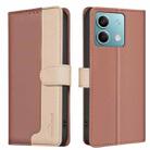 For Xiaomi Redmi Note 13 5G Color Matching RFID Anti-theft Leather Phone Case(Brown) - 1