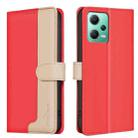 For Xiaomi Redmi Note 12 5G Global / Poco X5 Color Matching RFID Anti-theft Leather Phone Case(Red) - 1