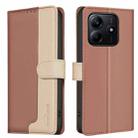 For Redmi Note 14 5G Color Matching RFID Anti-theft Leather Phone Case(Brown) - 1