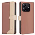 For Redmi Note 14 4G 163.25mm Color Matching RFID Anti-theft Leather Phone Case(Brown) - 1