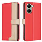For Redmi Turbo 4 Color Matching RFID Anti-theft Leather Phone Case(Red) - 1