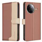 For Redmi K80 / K80 Pro Color Matching RFID Anti-theft Leather Phone Case(Brown) - 1