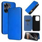 For Xiaomi Redmi Turbo 3 / Poco F6 Carbon Fiber Texture Flip Leather Phone Case(Blue) - 1