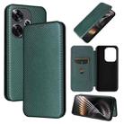 For Xiaomi Redmi Turbo 3 / Poco F6 Carbon Fiber Texture Flip Leather Phone Case(Green) - 1