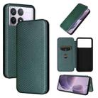 For Redmi K70 Carbon Fiber Texture Flip Leather Phone Case(Green) - 1