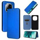 For Redmi Note 14 Pro 4G Global Carbon Fiber Texture Flip Leather Phone Case(Blue) - 1