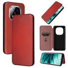 For Redmi Note 14 Pro 4G Global Carbon Fiber Texture Flip Leather Phone Case(Brown) - 1