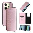 For Xiaomi Poco M7 Pro 5G / Redmi Note 14 5G Carbon Fiber Texture Flip Leather Phone Case(Pink) - 1