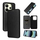 For Xiaomi Poco M7 Pro 5G / Redmi Note 14 5G Carbon Fiber Texture Flip Leather Phone Case(Black) - 1