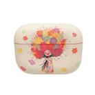 For AirPods Pro 2 Girl Pattern Earbuds Box Frosted TPU Case(Flower) - 1