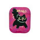 For AirPods 2 / 1 Cat and Dog Pattern Earbuds Box Frosted TPU Case(Flashing Cat) - 1