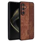 For Samsung Galaxy S24 FE 5G AZNS 3D Embossed Skin Feel Phone Case(Brown) - 1