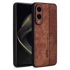 For Samsung Galaxy S25 Edge 5G AZNS 3D Embossed Skin Feel Phone Case(Brown) - 1