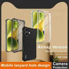 For iPhone 16 imak Shockproof Airbag TPU Phone Case(Transparent Black) - 2