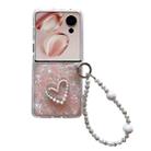 For Honor Magic V Flip Shell Pattern DIY Phone Case with Love Bracelet(Pink) - 1