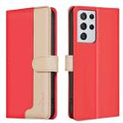 For Samsung Galaxy S21 Ultra 5G Color Matching RFID Anti-theft Leather Phone Case(Red) - 1