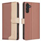 For Samsung Galaxy S23 FE 5G Color Matching RFID Anti-theft Leather Phone Case(Brown) - 1