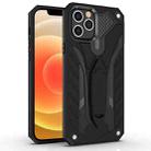 For iPhone 12 mini Shockproof TPU + PC Protective Case with Holder(Black) - 1