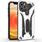 For iPhone 12 mini Shockproof TPU + PC Protective Case with Holder(Silver) - 1