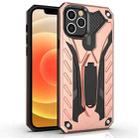 For iPhone 12 mini Shockproof TPU + PC Protective Case with Holder(Rose Gold) - 1