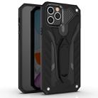 For iPhone 12 / 12 Pro Shockproof TPU + PC Protective Case with Holder(Black) - 1