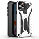 For iPhone 12 / 12 Pro Shockproof TPU + PC Protective Case with Holder(Silver) - 1