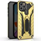 For iPhone 12 / 12 Pro Shockproof TPU + PC Protective Case with Holder(Gold) - 1