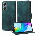 For vivo Y03 4G / Y18 / Y18e Embossed Rhombus Starry Leather Phone Case(Green) - 1