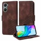 For vivo Y03 4G / Y18 / Y18e Embossed Rhombus Starry Leather Phone Case(Brown) - 1