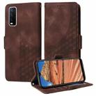 For vivo Y20 / Y20i / Y20s Embossed Rhombus Starry Leather Phone Case(Brown) - 1