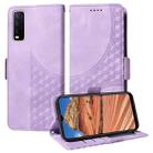 For vivo Y20 / Y20i / Y20s Embossed Rhombus Starry Leather Phone Case(Purple) - 1