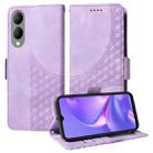 For vivo Y17s / Y36i 5G Embossed Rhombus Starry Leather Phone Case(Purple) - 1