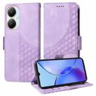 For vivo Y35M+ / Y35+ / Y27 4G Embossed Rhombus Starry Leather Phone Case(Purple) - 1