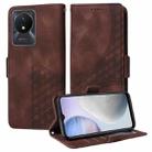 For vivo Y11 2023 / Y02 4G Embossed Rhombus Starry Leather Phone Case(Brown) - 1