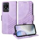 For vivo Y11 2023 / Y02 4G Embossed Rhombus Starry Leather Phone Case(Purple) - 1