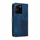 For vivo Y35 4G / Y22s / Y22 Embossed Rhombus Starry Leather Phone Case(Blue) - 3