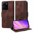 For vivo Y35 4G / Y22s / Y22 Embossed Rhombus Starry Leather Phone Case(Brown) - 1