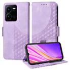 For vivo Y35 4G / Y22s / Y22 Embossed Rhombus Starry Leather Phone Case(Purple) - 1