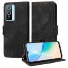 For vivo Y76 5G / Y76s Embossed Rhombus Starry Leather Phone Case(Black) - 1