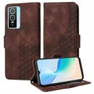 For vivo Y76 5G / Y76s Embossed Rhombus Starry Leather Phone Case(Brown) - 1