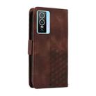 For vivo Y76 5G / Y76s Embossed Rhombus Starry Leather Phone Case(Brown) - 3