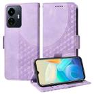 For vivo Y77 5G / iQOO Z6 Lite Global Embossed Rhombus Starry Leather Phone Case(Purple) - 1