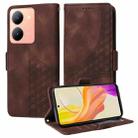 For vivo Y36 4G / 5G Global Embossed Rhombus Starry Leather Phone Case(Brown) - 1