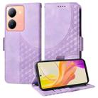 For vivo Y36 4G / 5G Global Embossed Rhombus Starry Leather Phone Case(Purple) - 1