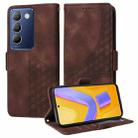 For vivo Y100 IDN / Y200e Global Embossed Rhombus Starry Leather Phone Case(Brown) - 1