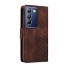 For vivo Y100 IDN / Y200e Global Embossed Rhombus Starry Leather Phone Case(Brown) - 3