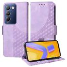 For vivo Y100 IDN / Y200e Global Embossed Rhombus Starry Leather Phone Case(Purple) - 1