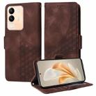 For vivo Y200 / V29E Global Embossed Rhombus Starry Leather Phone Case(Brown) - 1